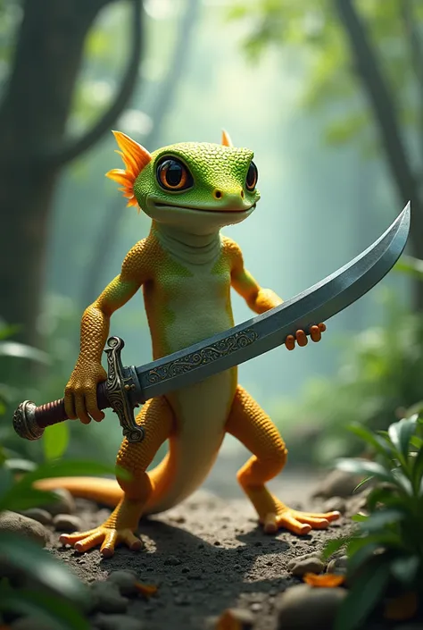 Gecko with sword 