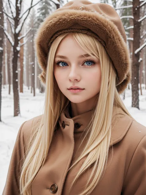 (best quality), 1girl, russian, female, porcelain skin, blonde hair, straight hair, medium hair, swoopy tips, brown eyes, perfect eyes, skinny body, winter hat, coat, fully clothed, small bust, blush, masterpiece, anatomically correct, highres
