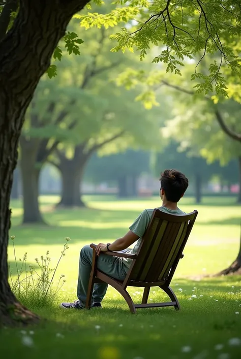 Take a walk in the park and sit on a chair creating horizontal photos