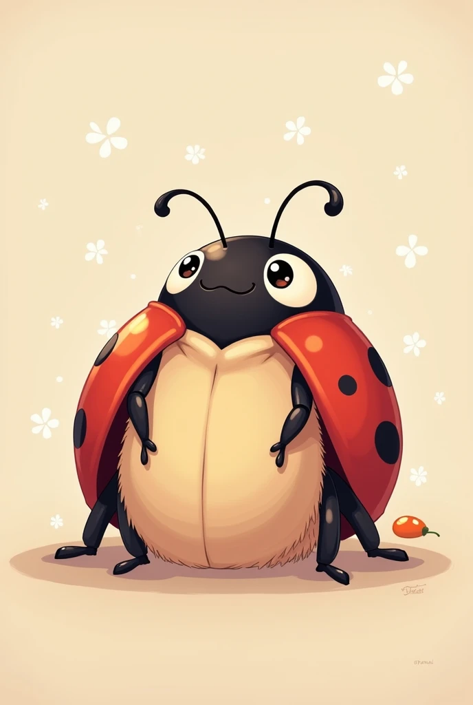 Ladybug cute insect manga with red bulging sleepy eyes
