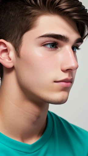 A 20-year-old American man focuses on his face.