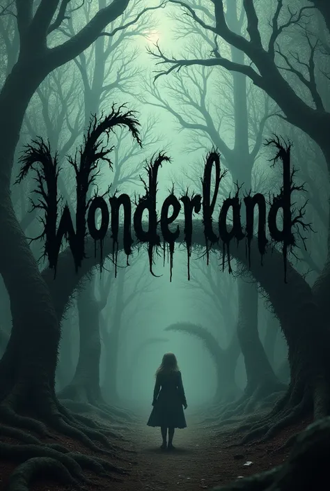 I want this name in the image “Wonderland” with the image from the scary movie Alice in Wonderland 
