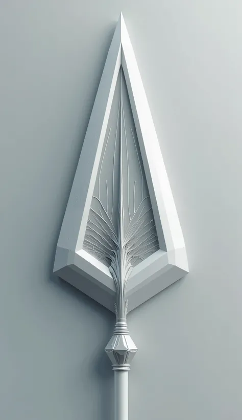 A hyper-detailed, three-dimensional spearhead illustration designed as a watermark. The spearhead features a sleek, geometric structure with sharp, symmetrical edges inspired by modern architectural forms and ancient weaponry. Its interior contains intrica...