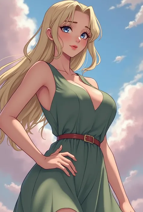 Woman with long blonde hair anime version 