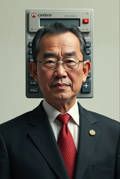 mr indonesian president. make the head shaped like a calculator