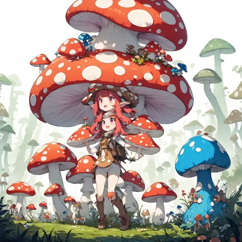 Mushroom, mushroom forest, mushroom man, monster, mushroom girl, spreading spores