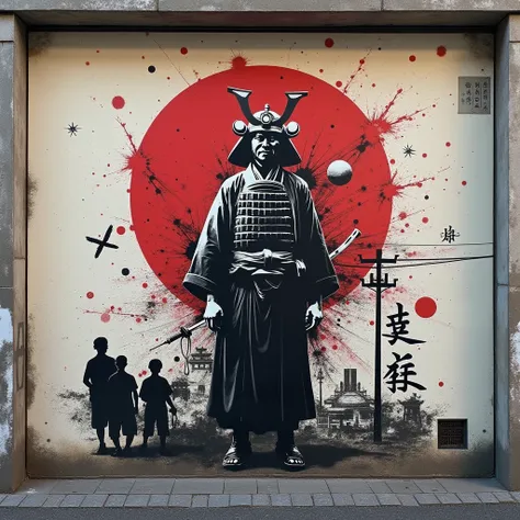 Banksys Japanese state of affairs art on the wall　photograph