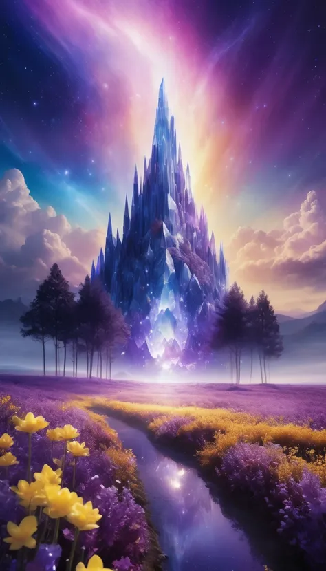 (((  surrenders ))) photograph,( super detailed face),((light)),A breathtaking crystal world where the ground is a polished quartz surface, and radiant trees made of amethyst and citrine tower over fields of sapphire flowers, glowing softly under a shimmer...