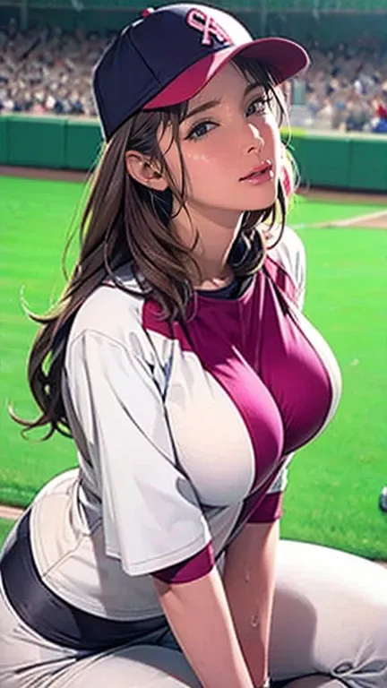 レッドソックスのユニフォームを着たとても Beautiful Women,Hitting at Giants Stadium、( Very Beautiful Face Details ), ( best quality:1.4), 8k resolution,  high definition , 1 Female,  Beautiful Women, The ultimate beauty,   super beautiful detail face ,  , Exquisitely Detailed ...