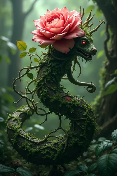 A creature made of swirling vines, that had thorns upon it. For a head, it was a rose.