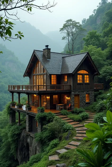 Build me a house in the middle of a beautiful forest or build me a house on a mountain during the rainy season