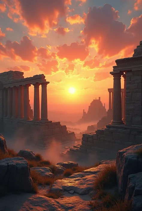 The ruins of Troy fade into the sunrise