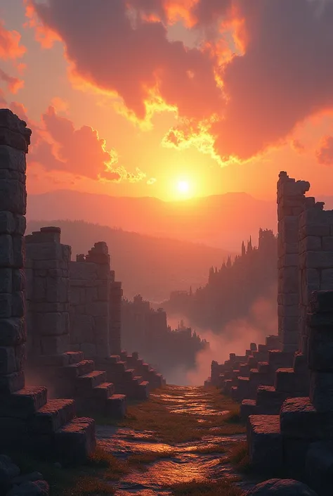 The ruins of Troy fade into the sunrise