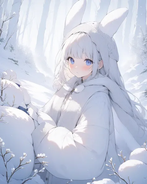 {   best quality}, {   Very Beautiful  }, {   super detailed}, {   best illustration   }snow rabbit 