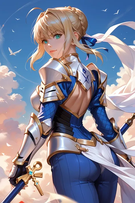 a close up of a person with a bird on their shoulder, artoria pendragon, female protagonist 👀 :8, portrait knights of zodiac girl, inspired by Li Chevalier, female protagonist, from xenoblade chronicles, key anime art, detailed key anime art, portrait of a...