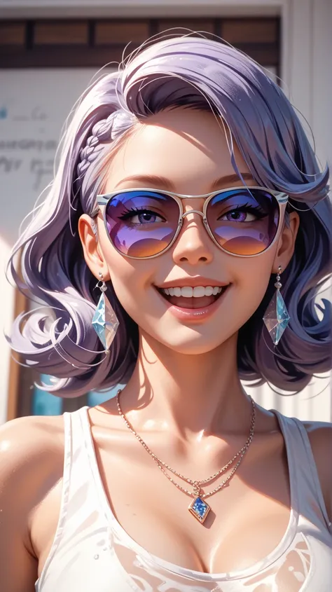 Happy girl, Center,  Strong,  Approaching Perfection , dynamic,  Shades of Purple ,  high definition,   digital painting ,  Art Station ,  concept art , smooth,  sharp concentration, Illustration, Art by Kahnee Griffith and Vadim Kashin,  detailed face , 4...