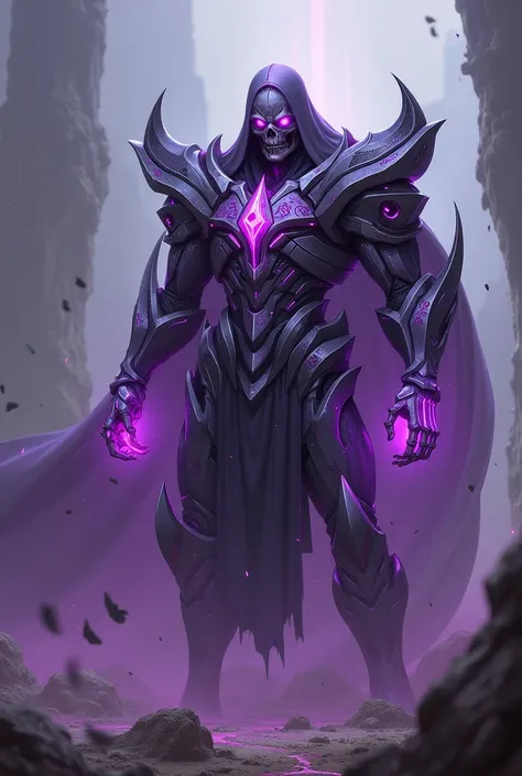  Kaiser a lich necromancer mecha armor  (Colors purple gray and silver )  Necromancer Lich for League Of Legends very purple details 