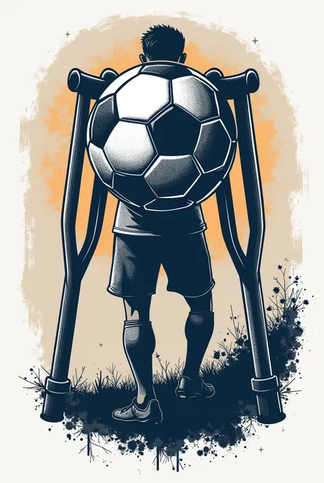 soccer patch ,  with an image of a ball and crutches