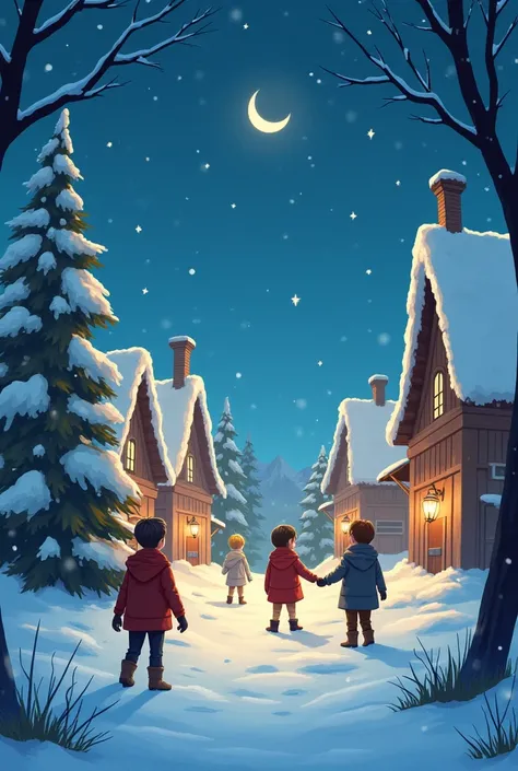  I need four images in one that describe what happened in the next story : "Once,  in a small snowy town ,  there was a magic bell . Every Christmas Eve ,  Replices announced the arrival of Christmas and filled with Joy everyones hearts . However, one year...