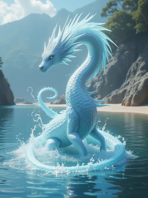 ethereal water dragon at the coast