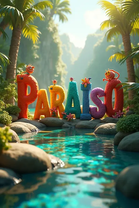 Create me a photo with letters that say PARAISO RP 