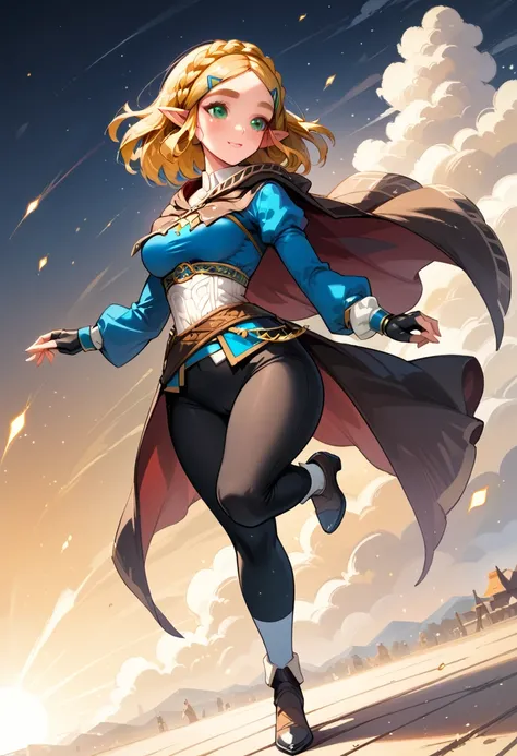 (extremely fine and beautiful:1.1), (perfect details:1.1), (finely detailed eyes and detailed face:1.3), ZeldaSDXL, Princess Zelda, narrow hips, medium breasts, slender thighs, small ears, pointy ears, braid, hair ornament, hairclip, gloves, black gloves, ...