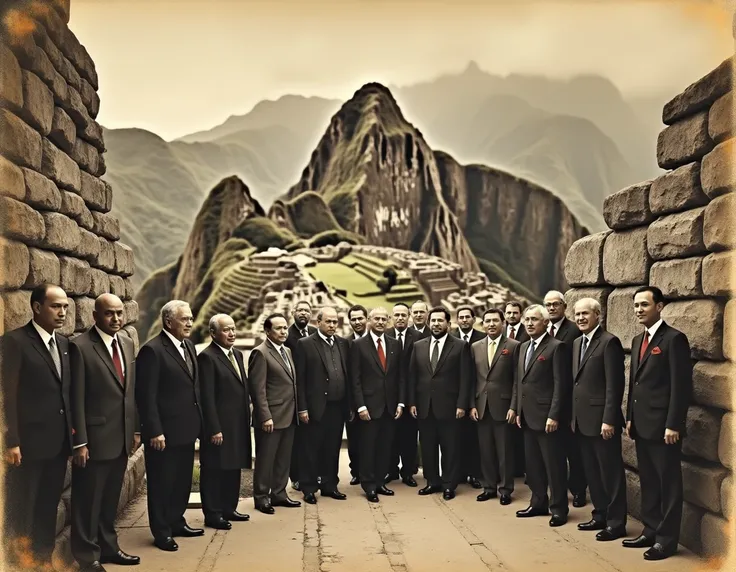 MAKE ME AN IMAGE OF THE APEC OF PERU 2024 AS IF IT WERE AN OLD PHOTOGRAPH