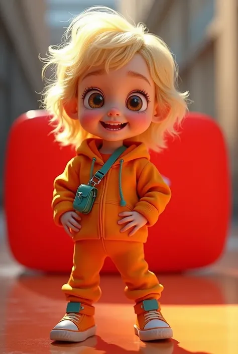 Juvenile 
 From  
Blonde 
Brown eyes 
Orange clothes 
With the YouTube board  