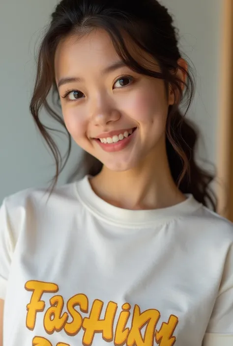 A cute model for t-shirt marketing closeup pic