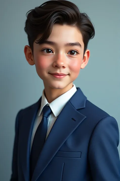 Smooth Background handsome boy blue color suit black eyes little smile