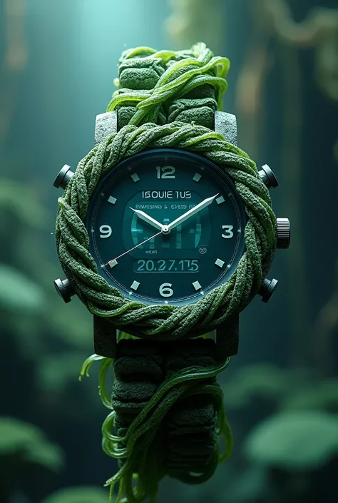  The watch on the strap is made of giant kelp braids, The digital display
, When it shows the minutes ,  seconds and thousandths in numbers 