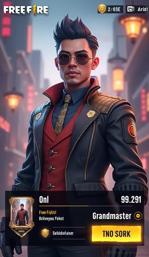 A free fire id. id level 99 and uid 2338906471 his rank inBR is grandmaster