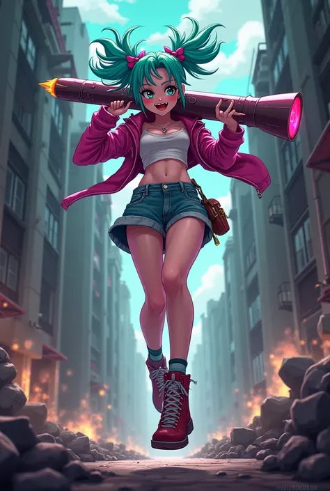 I want you to recreate the character Jinx from LOL as if she were a character from the anime Moriart the Patriot