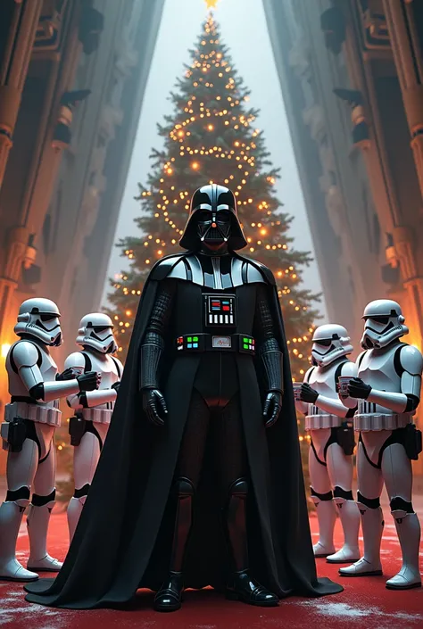 Darth Vader celebrates Christmas with the Stromtroopers 