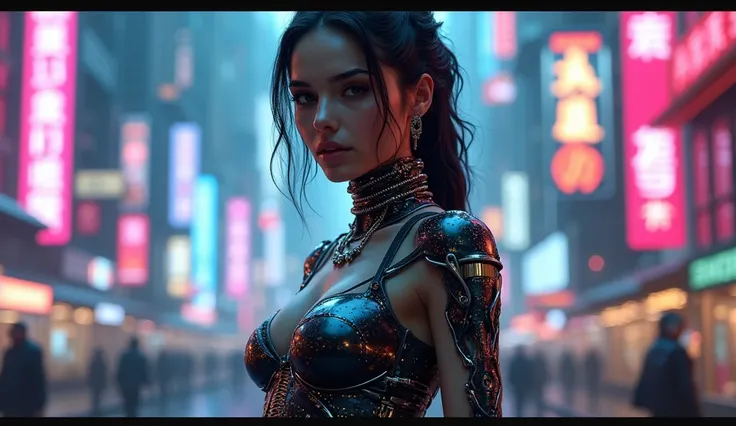 high quality, 8K Ultra HD, a sexy woman in cyberpunk, full body