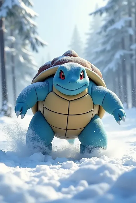 Blastoise running in the snow