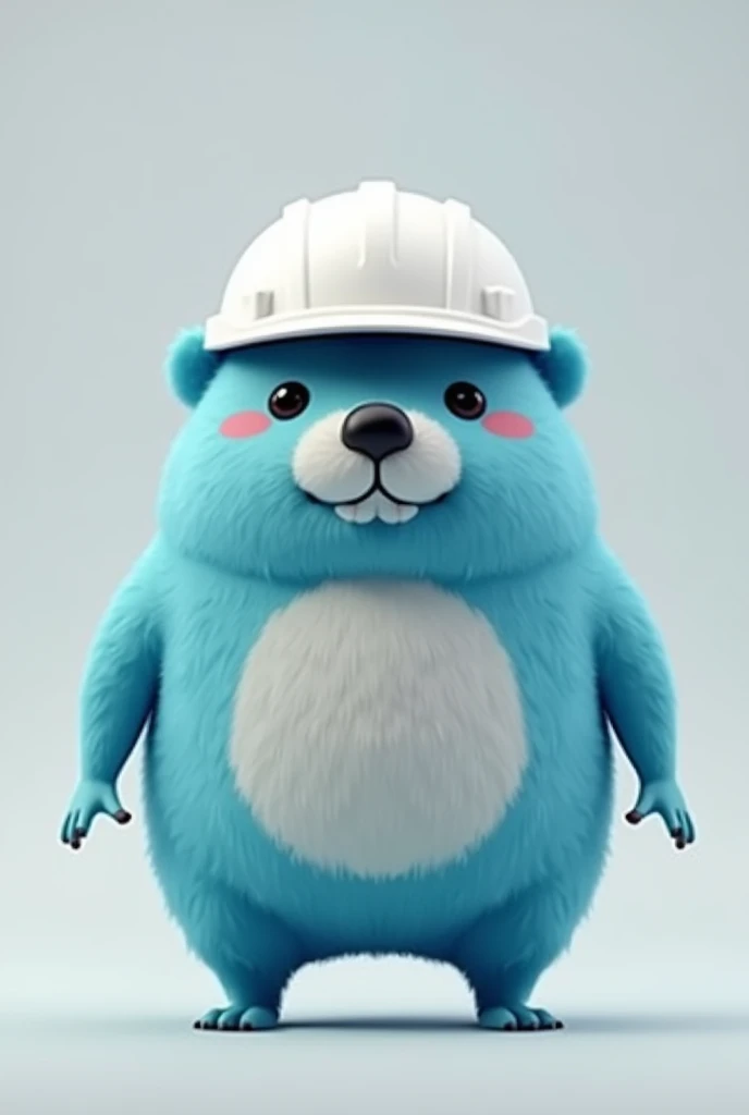  I need a 3D mascot in the shape of a CAPYVARA, in blue, wearing a white safety helmet .