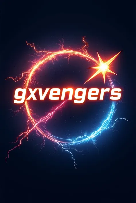 Create a shooting star logo with lightning and add gxvengers sentences with a circle shape 