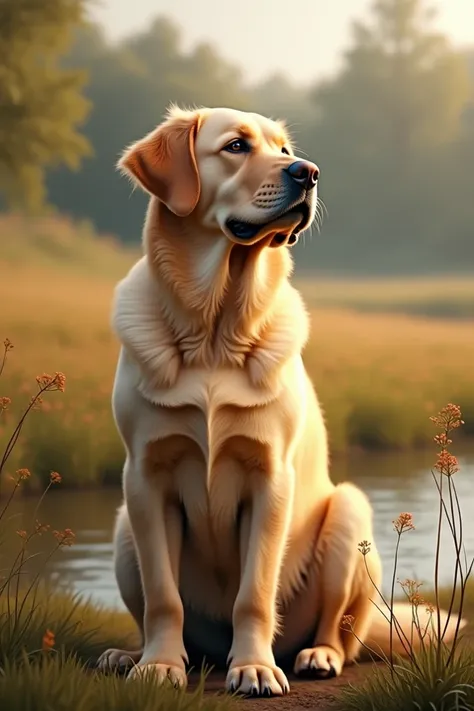 Gold-colored Labrador dog