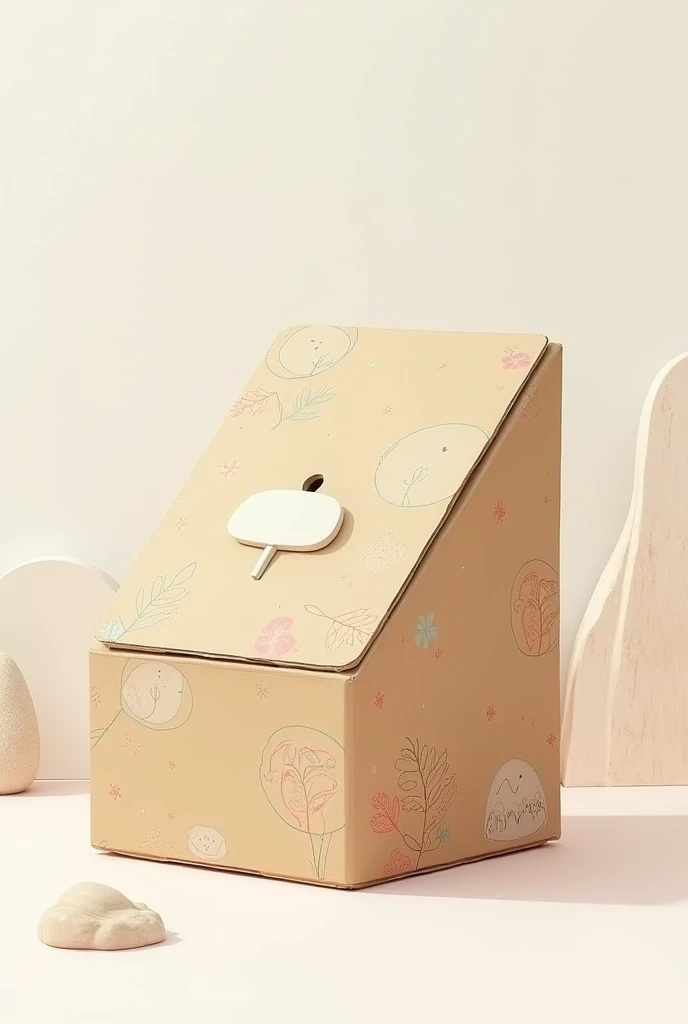 Objet carton à dessins,
dans un style Illustration et couleurs douces, Minimalisme, 