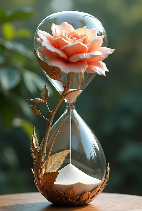 Hourglass in the shape of a rose and flower