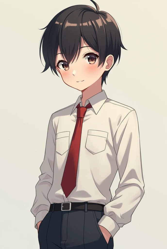 anime guy, ,  Short hair,  slim figure  , Schoolboy, handsome.