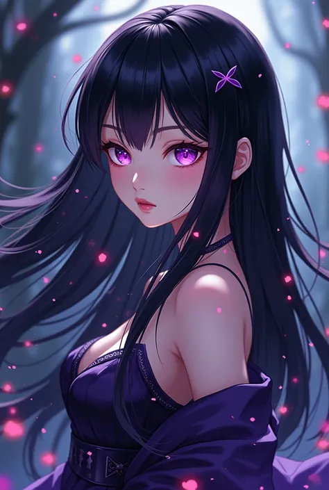  By Manhwa 
Black hair color with purple highlights long hair
Anime Manhwa Girl Style Perfect 