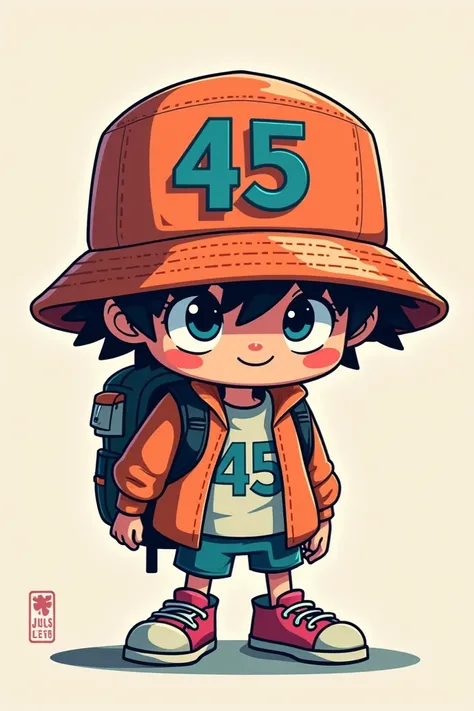 an image of bucket hat with number 45