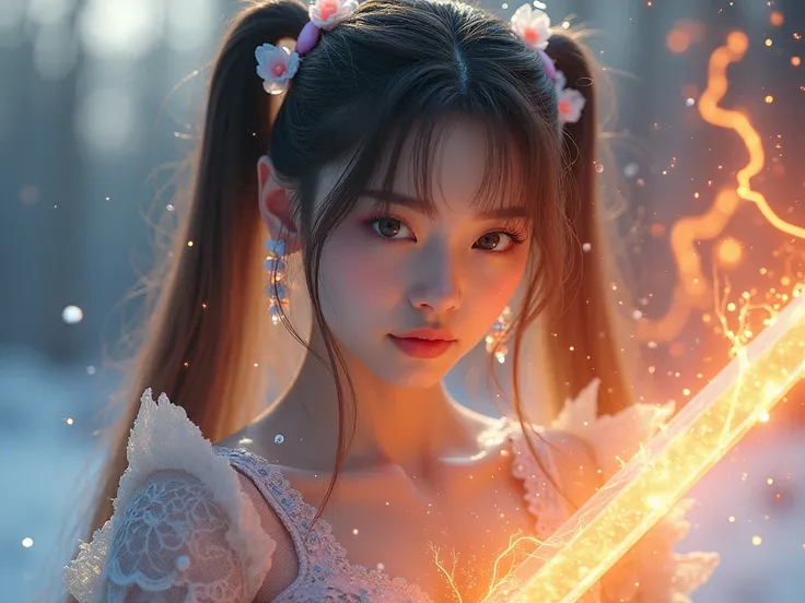 ultra realistic 32k, hdr, 8k uhd,best quality,high quality,extremely detailed,intricately detailed,high resolution, Realistic, film rendering, (large cleavage,Big tits),(1 girl,korea face sexy  , pale skin, (body heigth:140cm), innocent look, Young face,Be...