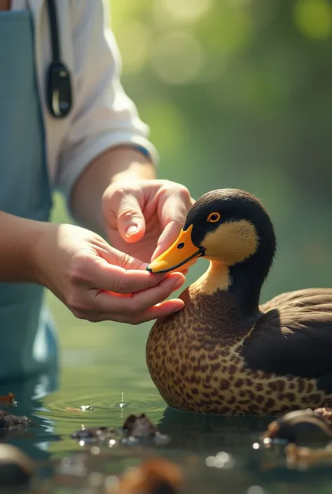 PATIENT DOING FECAL REMOVAL IN A DUCK