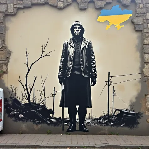 Banksys Ukraine Situation Art on the Wall　real