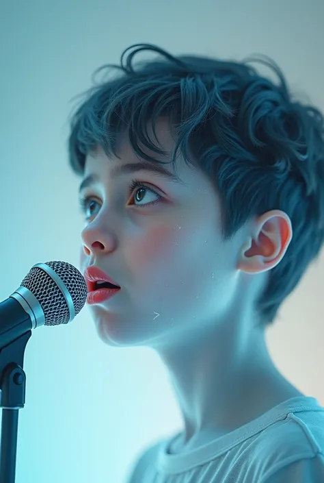 A transparent boy face in a full screen in image for profile size the boy talk in mic