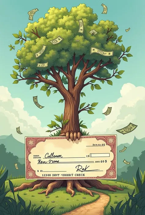 Create a check that is not filled with the name of the ff bank and a tree with money