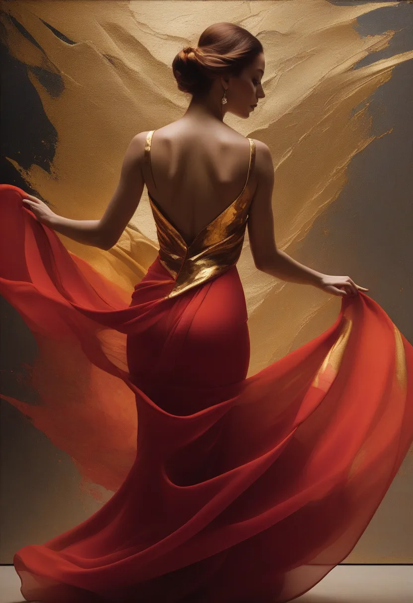 abstract nude woman painted in gold and red paint, by sam spratt, alberto seveso and dan mccaw, behance favorite, behance. polis...